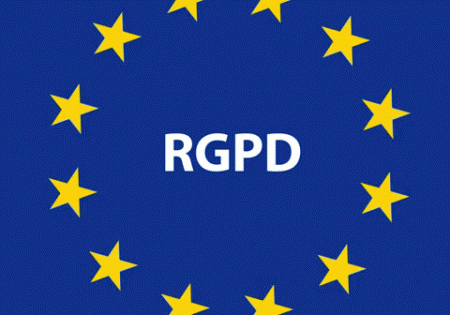 drapeau européen avec RGPD au centre